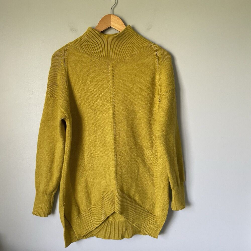 Maeve Anthropologie Mock Neck Knit Sweater Mustard Yellow Autumn Women's Size XS